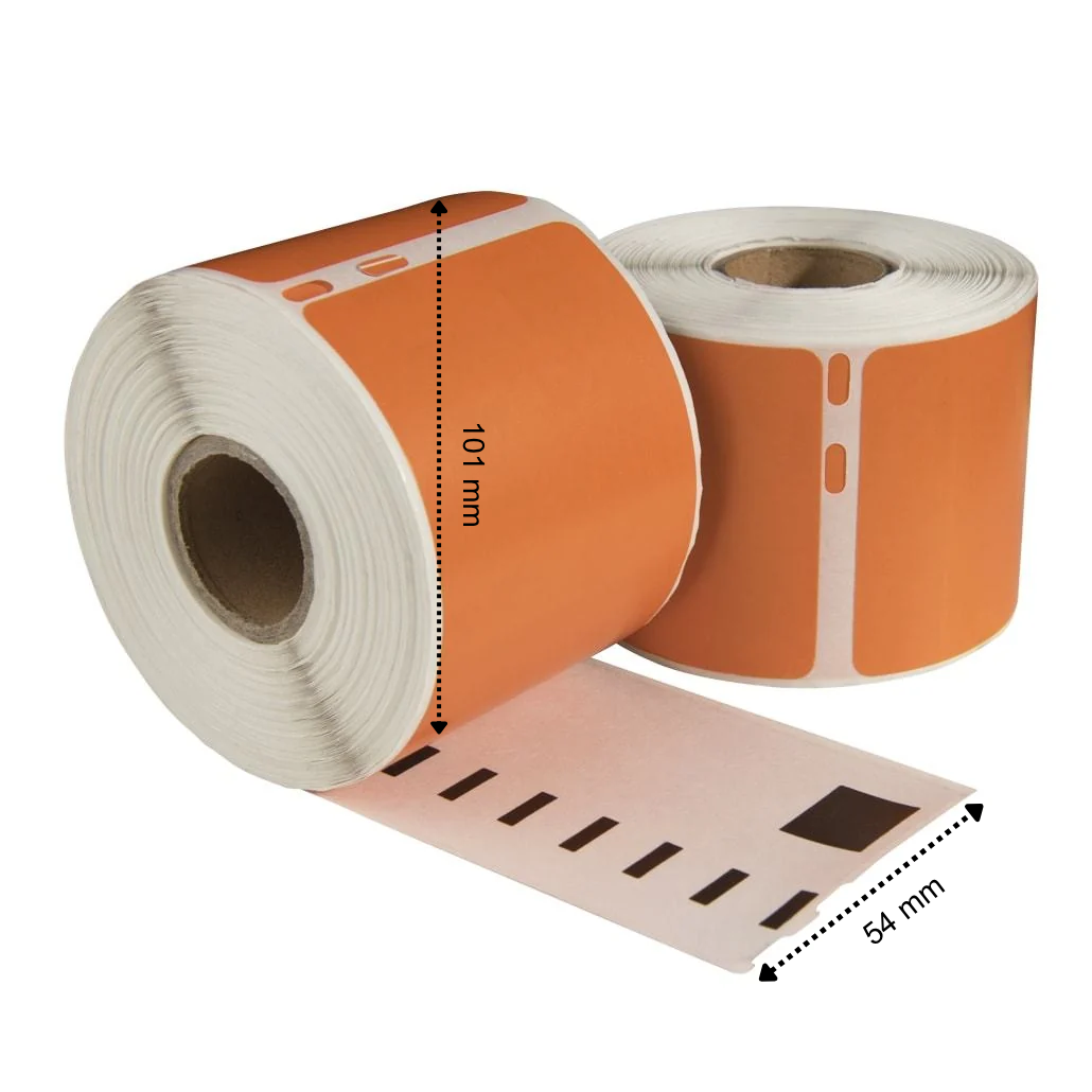 Dymo 99014 Orange kompatible Etiketten, 101 mm x 54 mm, 220 Etiketten, permanent