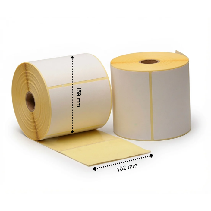 Thermoetikett, 102 mm x 159 mm, 280 Etiketten pro Rolle, Kern 25 mm, weiß, ECO, permanent