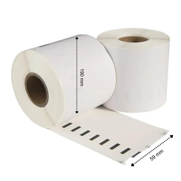 Dymo 99019 / S0722480 kompatible Etiketten, 190 mm x 59 mm, 110 Etiketten pro Rolle, weiß, permanent