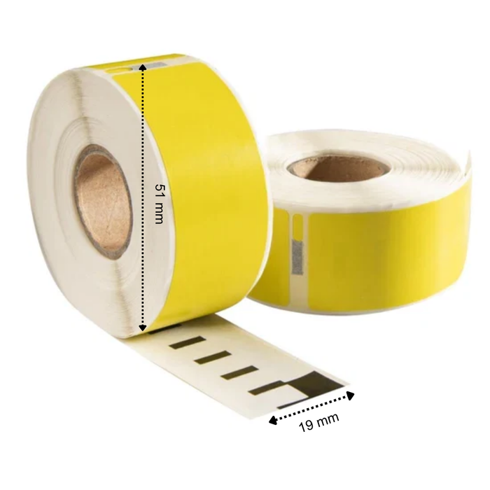 Dymo 11355 / S0722550 Gelbe kompatible Etiketten, 19 mm x 51 mm, 500 Etiketten pro Rolle, weiß, permanent