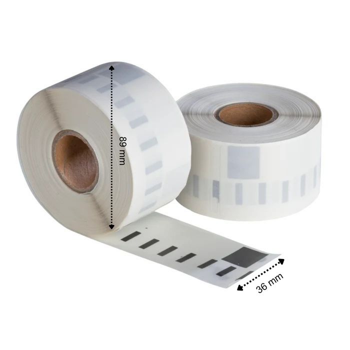 Dymo 99013 / S0722410 kompatible Etiketten, 36 mm x 89 mm, 260 Etiketten pro Rolle, transparent, permanent