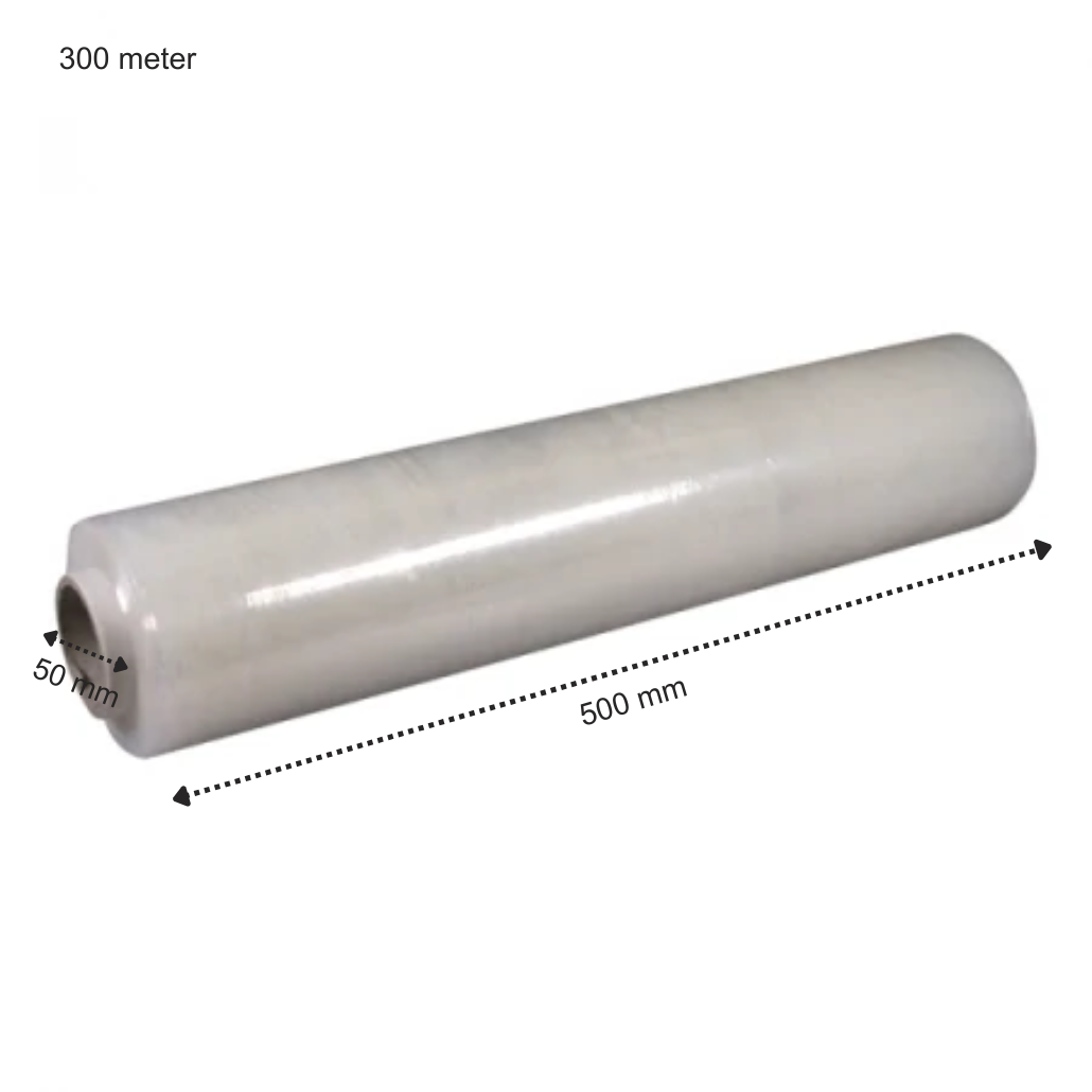 Handverpackungsfolie Transparent – ​​500 mm x 300 Meter – Kern 50 mm