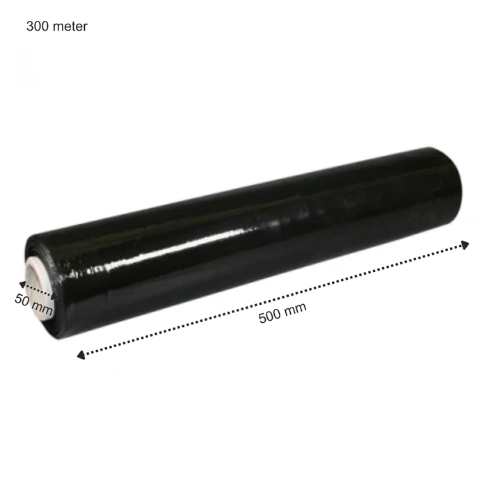 Handwickelfolie Schwarz – 500 mm x 300 Meter – Kern 50 mm