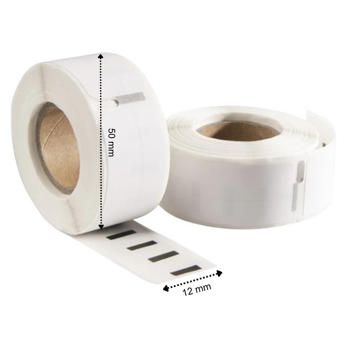 Dymo 99017 / S0722460 kompatible Etiketten, 50 mm x 12 mm, 220 Etiketten pro Rolle, weiß, permanent