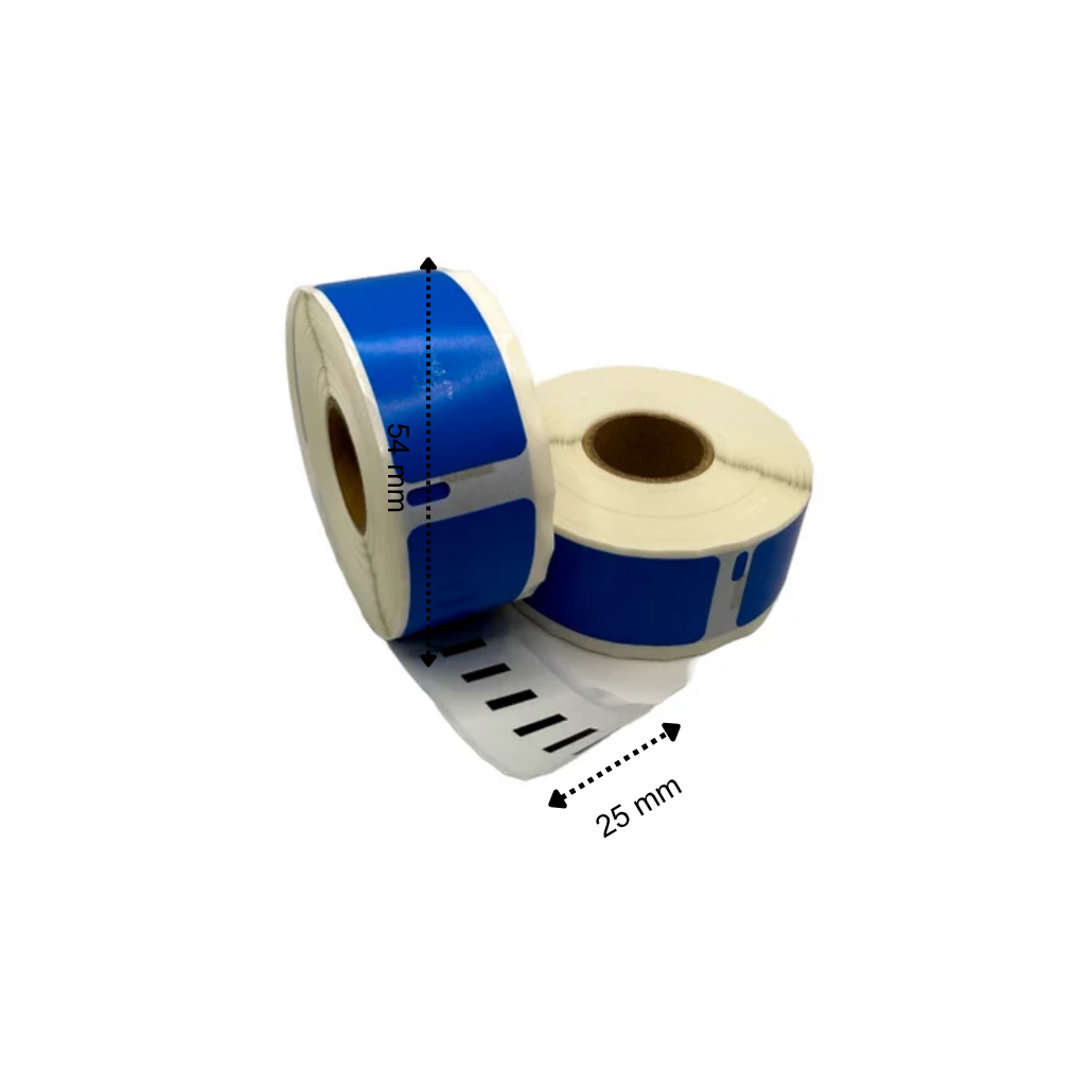 Dymo 11352 Kompatible Etiketten 54x25 mm 500 Etiketten pro Rolle Blau Permanent für Etikettendrucker