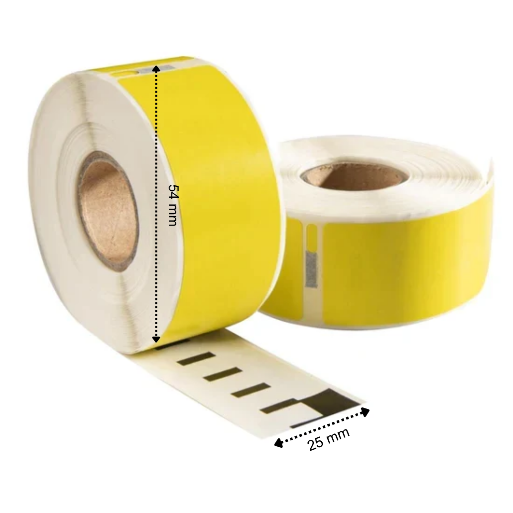 11352 / S0722520 kompatible Etiketten, 54 mm x 25 mm, 500 Etiketten pro Rolle, gelb, permanent