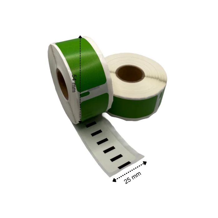 Dymo 11352 Kompatible Etiketten 54x25 mm 500 Etiketten pro Rolle Grün Permanent für Etikettendrucker