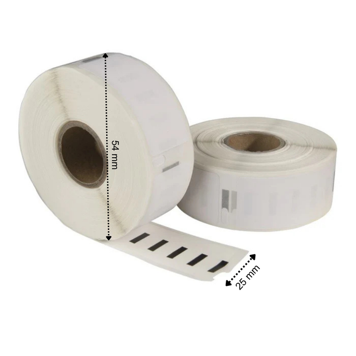 Dymo 11352 / S0722520 kompatible Etiketten, 54 mm x 25 mm, 500 Etiketten pro Rolle, weiß, permanent