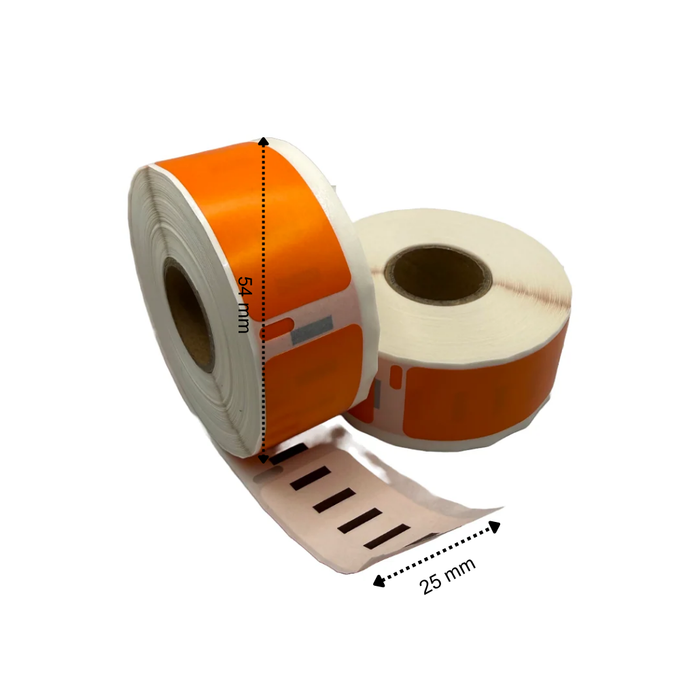 Dymo 11352 Kompatible Etiketten 54x25 mm 500 Etiketten pro Rolle Orange Permanent für Etikettendrucker