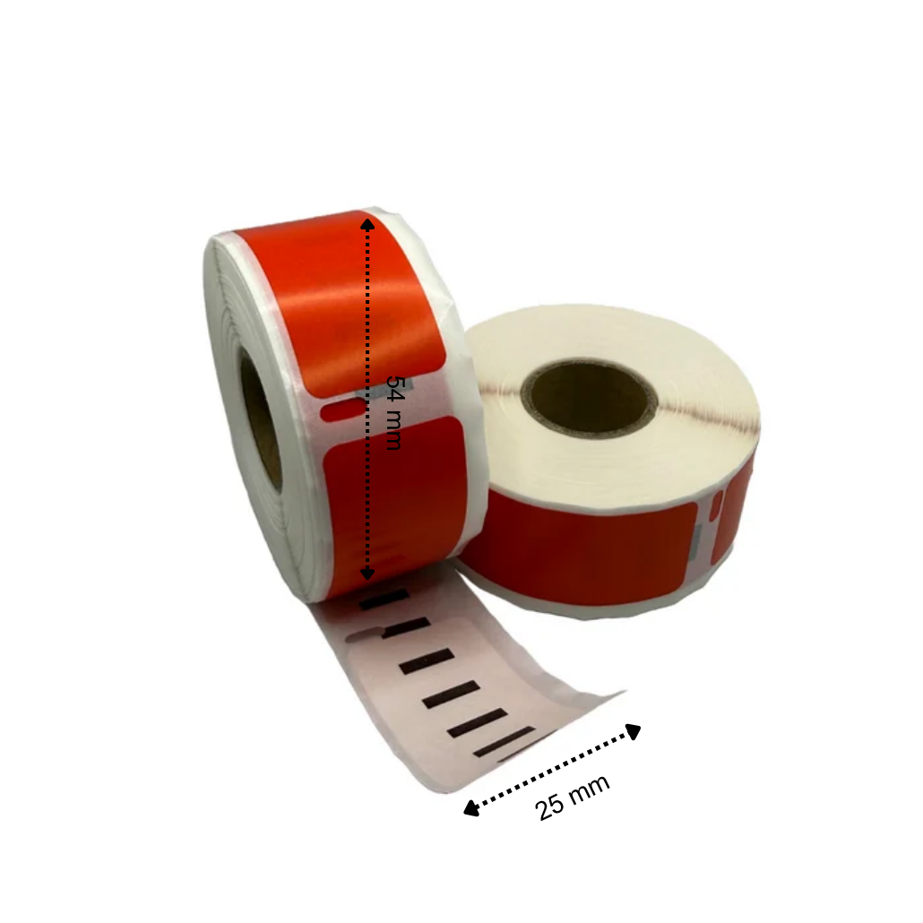 Dymo 11352 Kompatible Etiketten 54x25 mm 500 Etiketten pro Rolle Rot Permanent für Etikettendrucker