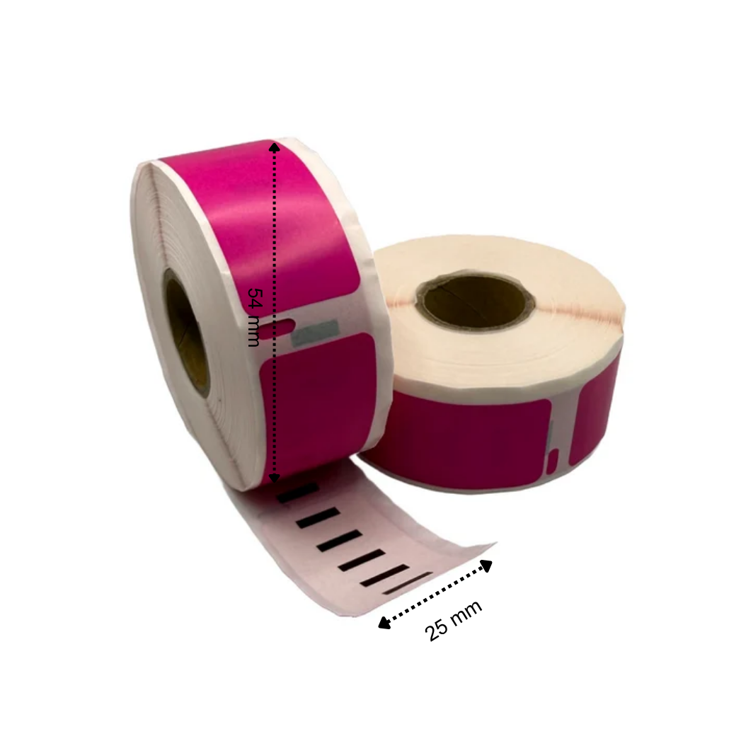 Dymo 11352 Kompatible Etiketten 54x25 mm 500 Etiketten pro Rolle Rosa Permanent für Etikettendrucker