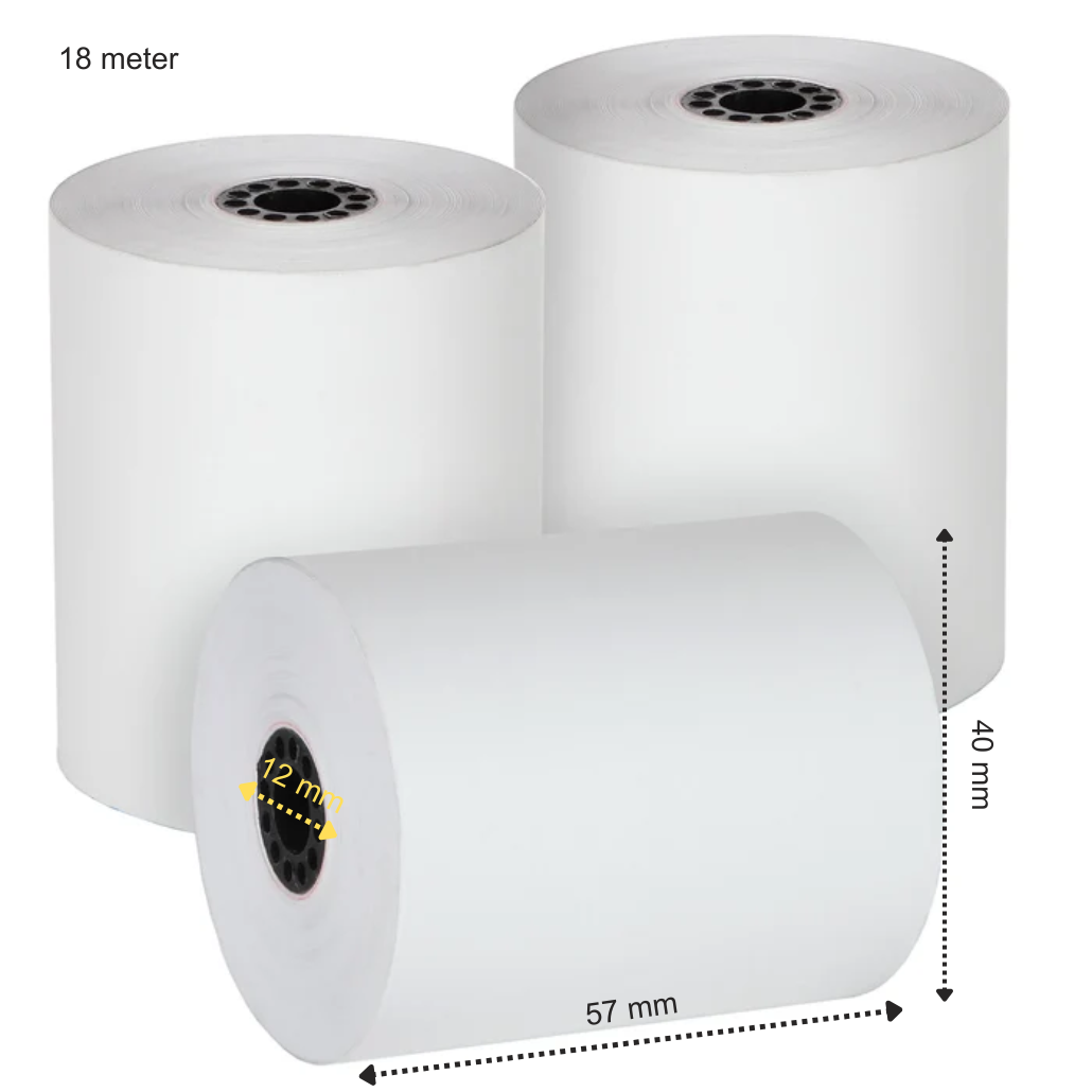 50 x Thermo-Kassenrollen 57 x 40 x 12 – 20 Meter – Thermopapier in A-Qualität