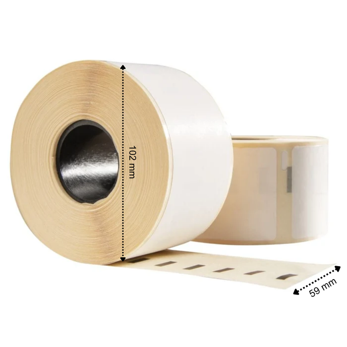 Dymo 1933088 kompatible Kunststoffetiketten, 102 mm x 59 mm, 300 Etiketten pro Rolle, weiß, permanentes PP