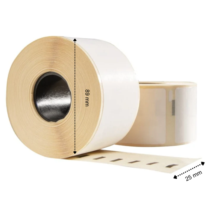 Dymo 2112285/1933081 kompatible Kunststoffetiketten, 89 mm x 25 mm, 350 Etiketten pro Rolle, weiß, permanentes PP