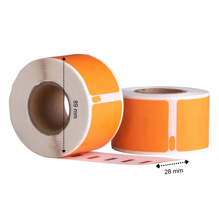 Dymo 99010 Orange kompatible Etiketten, 89 mm x 28 mm, 130 Etiketten, permanent