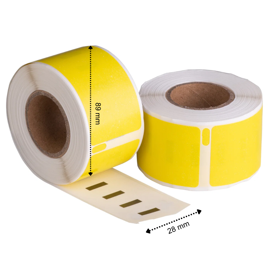 Dymo 99010 Gelb kompatible Etiketten, 89 mm x 28 mm, 260 Etiketten, permanent