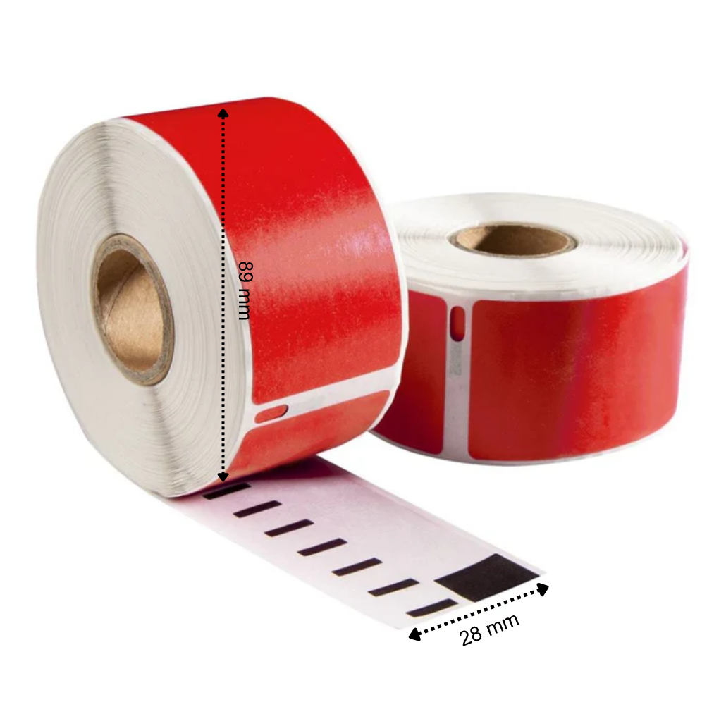 Dymo 99010 Red kompatible Etiketten, 89 mm x 28 mm, 130 Etiketten, permanent