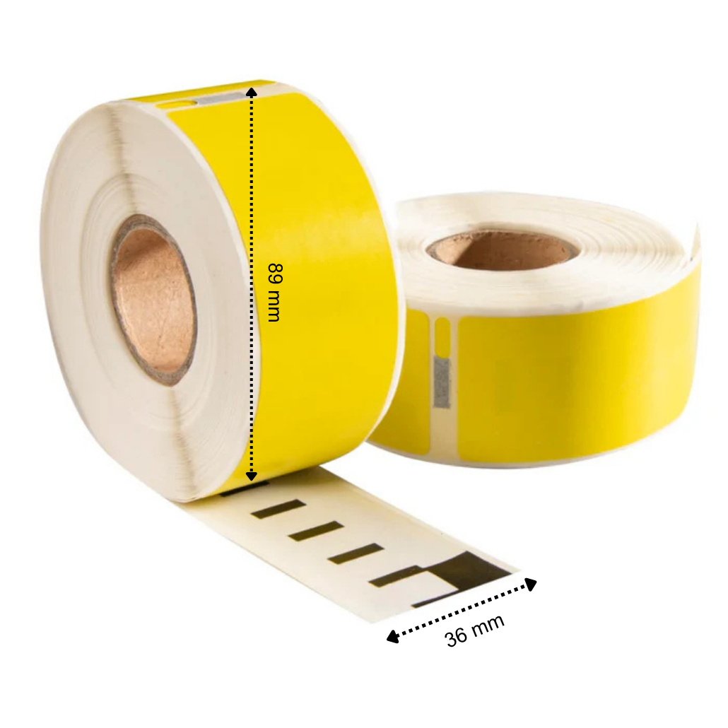 Dymo 99012 gelbe kompatible Etiketten, 89 mm x 36 mm, 260 Etiketten, permanent