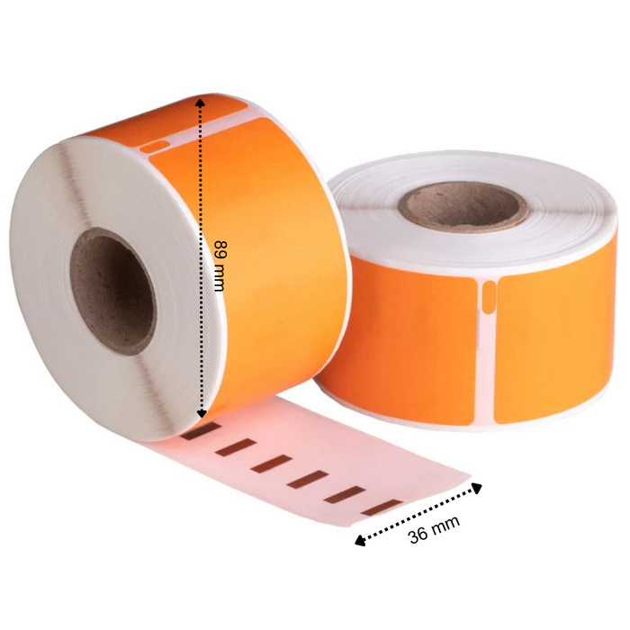 Dymo 99012 Orange kompatible Etiketten, 89 mm x 36 mm, 260 Etiketten, permanent