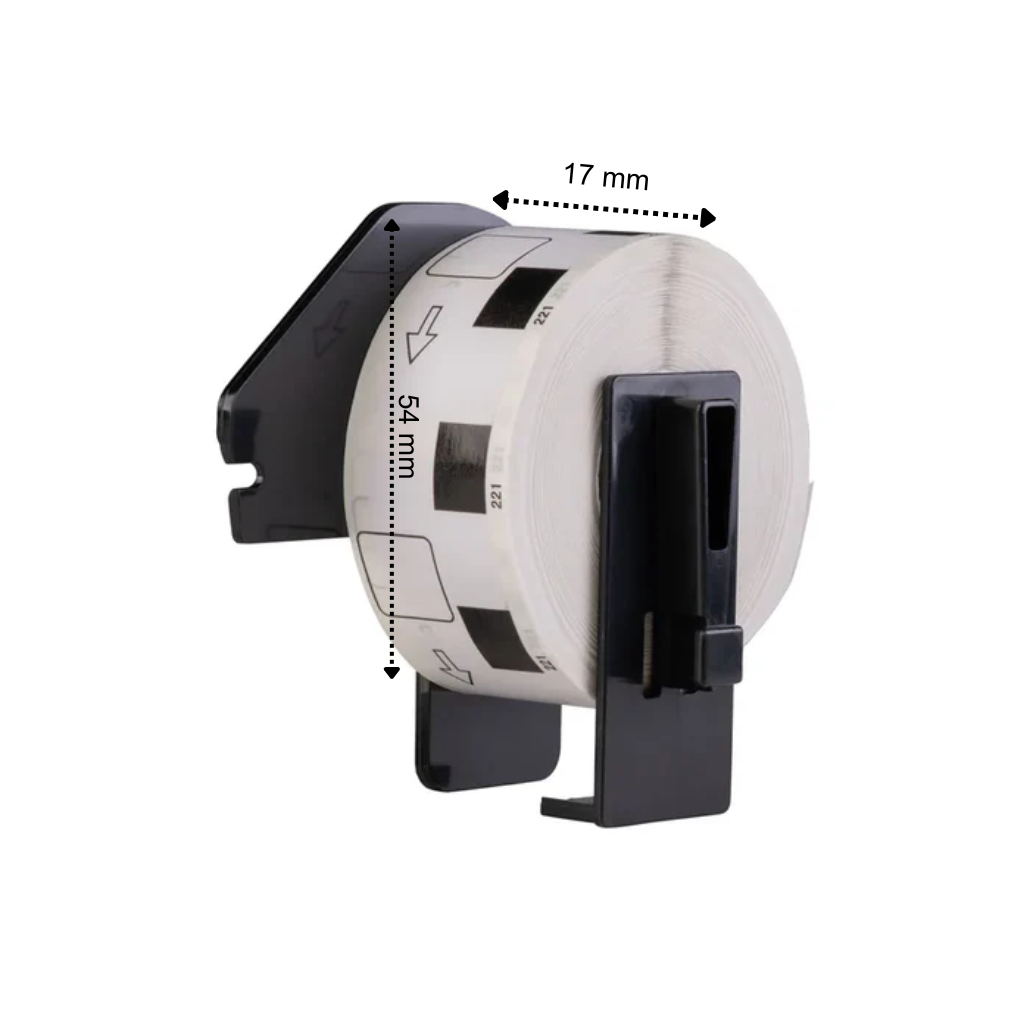 Brother DK-11204 kompatible Etiketten, 17 mm x 54 mm, 400 Etiketten pro Rolle, inkl. Brother-Halter, permanent klebend