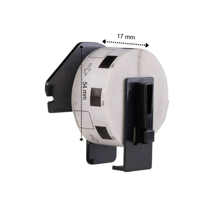 Brother DK-11204 kompatible Etiketten, 17 mm x 54 mm, 400 Etiketten pro Rolle, inkl. Brother-Halter, permanent klebend