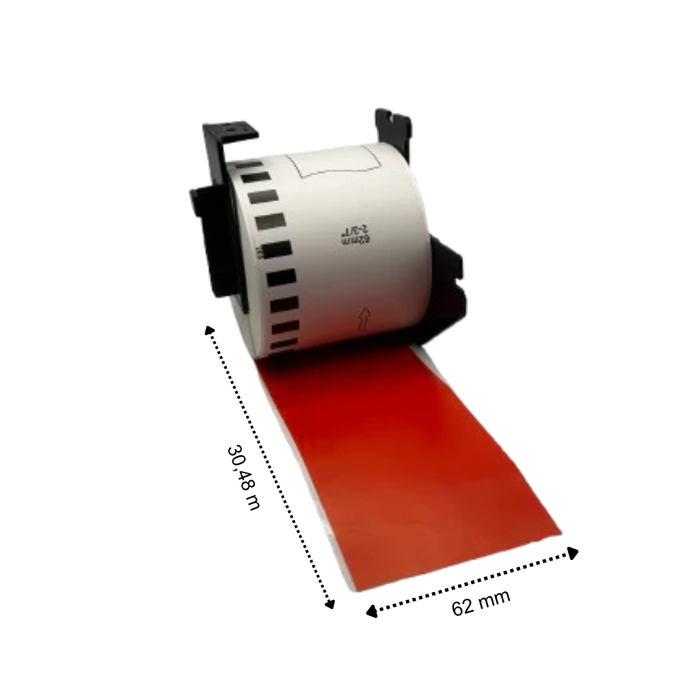 Brother DK-22205 Rot kompatible Etiketten, 62 mm x 30,48 m, inkl. Brother-Halter, permanent