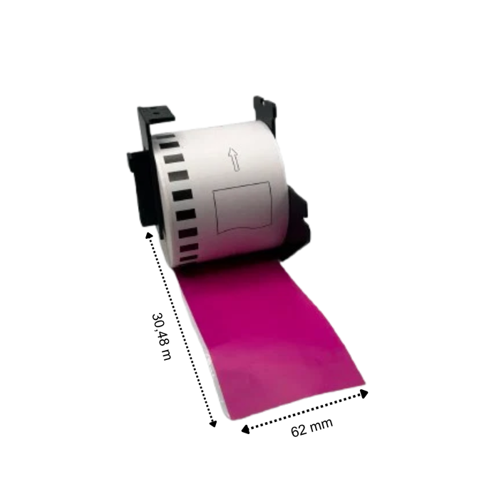 Brother DK-22205 Rosa kompatible Etiketten, 62 mm x 30,48 m, inkl. Brother-Halter, permanent