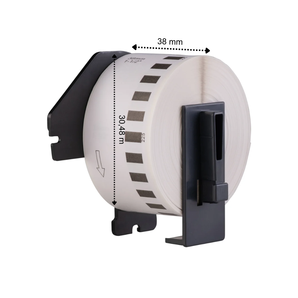 Brother DK-22225 kompatible Etiketten, 38 mm x 30,48 m, inkl. Brother-Halter, permanent