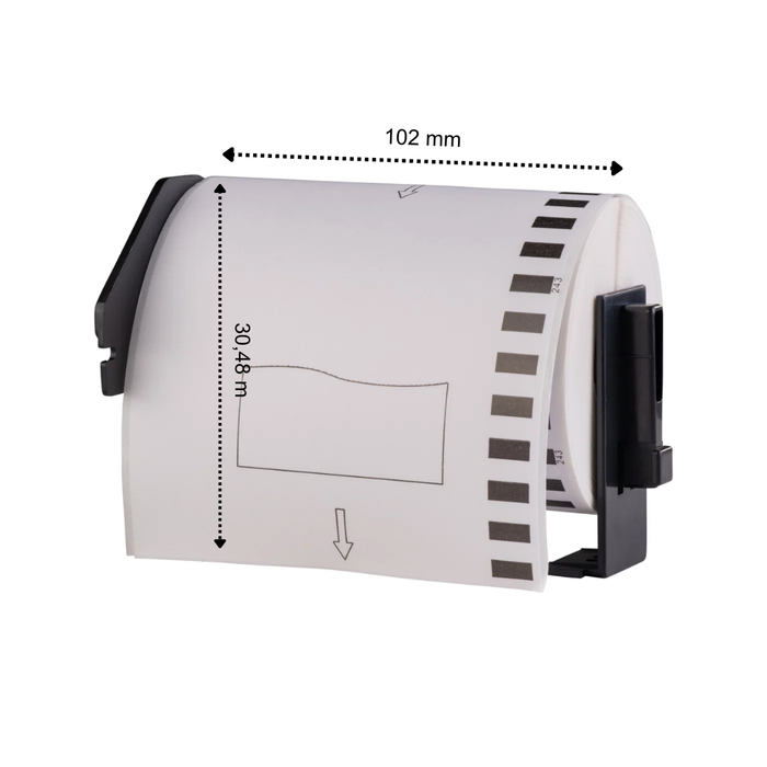 Brother DK-22243 kompatible Etiketten, 102 mm x 30,48 m, inkl. Brother-Halter, permanent klebend
