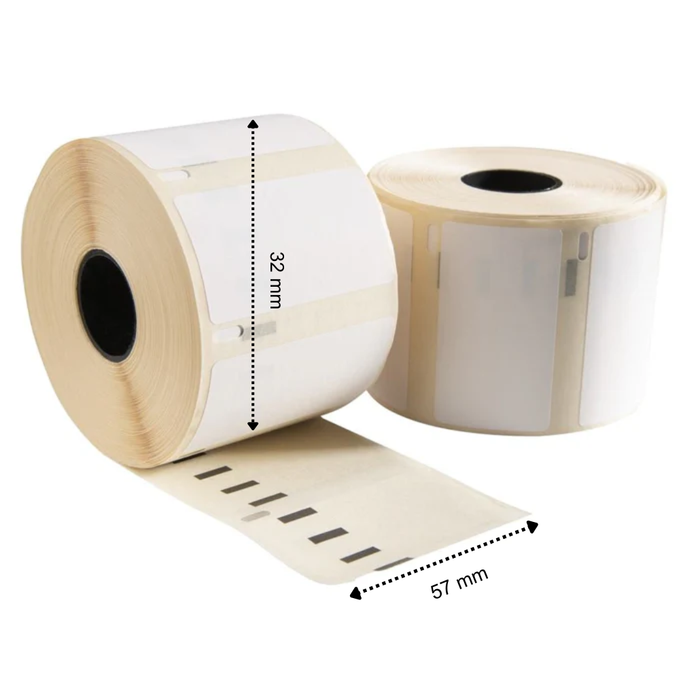 Dymo 11354 / S0722540 kompatible Etiketten, 57 mm x 32 mm, 1000 Etiketten pro Rolle, weiß, permanent