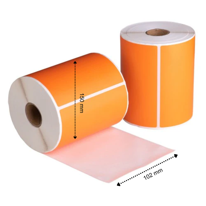 Versandetiketten orange, 102 mm x 150 mm, 280 Etiketten pro Rolle, Kern 25 mm, Thermal ECO, permanent