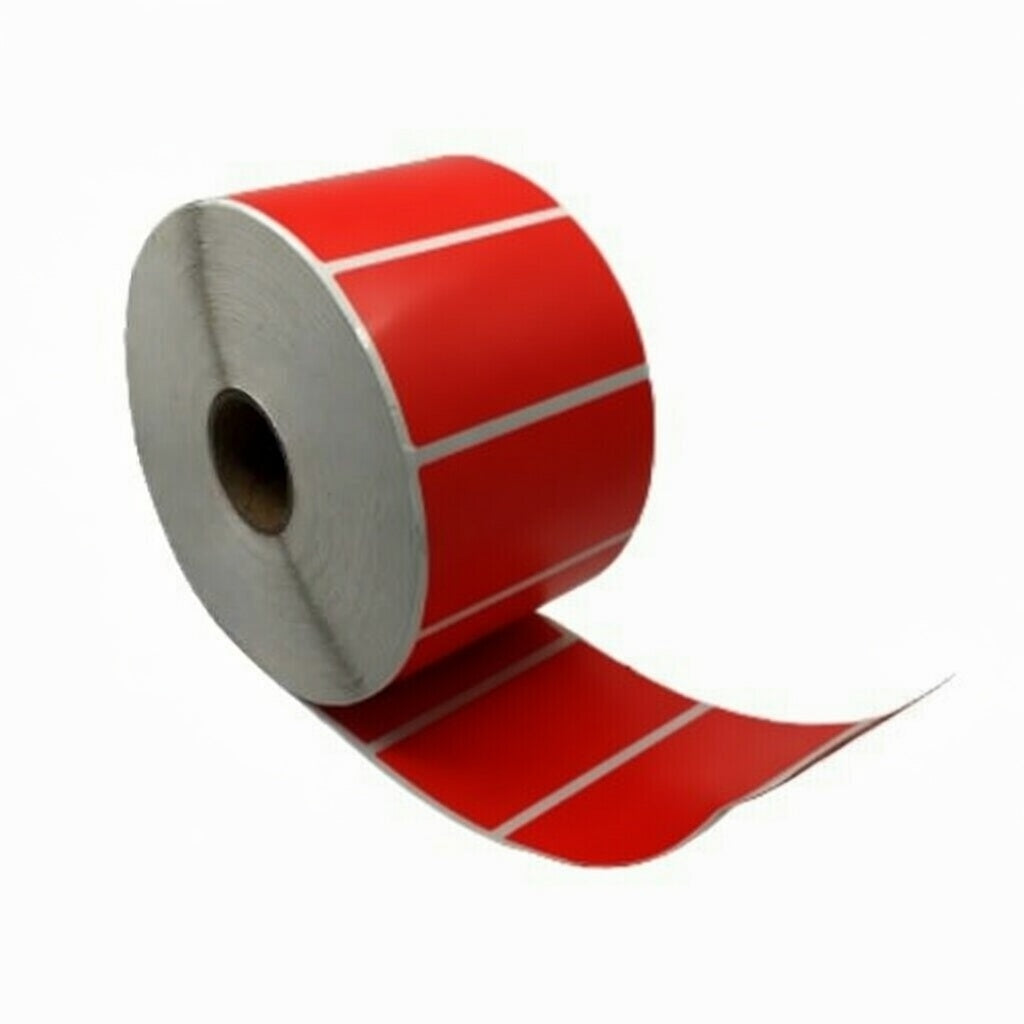 Thermoetikett, 57 mm x 32 mm rot, 1500 Etiketten pro Rolle, Kern 25 mm, ECO, permanent