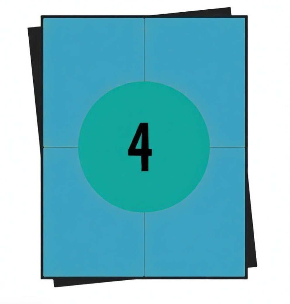 A4-Aufkleberbögen, 4 pro Blatt, 105 x 148 mm, weiß, permanent – ​​100 Blatt