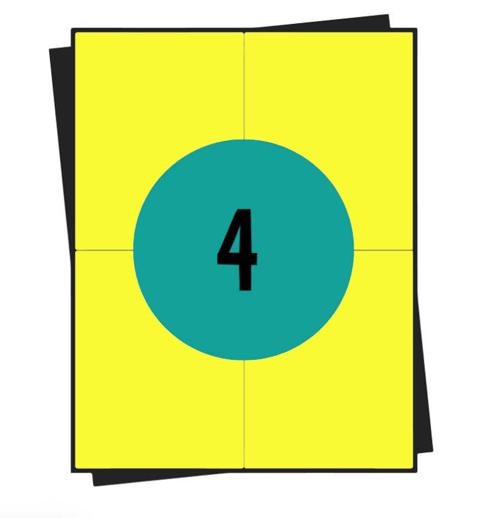 A4-Aufkleberbögen, 4 pro Blatt, 105 x 148 mm, weiß, permanent – ​​100 Blatt