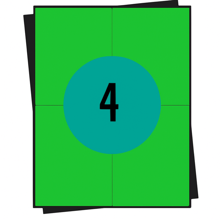 A4-Aufkleberbögen, 4 pro Blatt, 105 x 148 mm, weiß, permanent – ​​100 Blatt