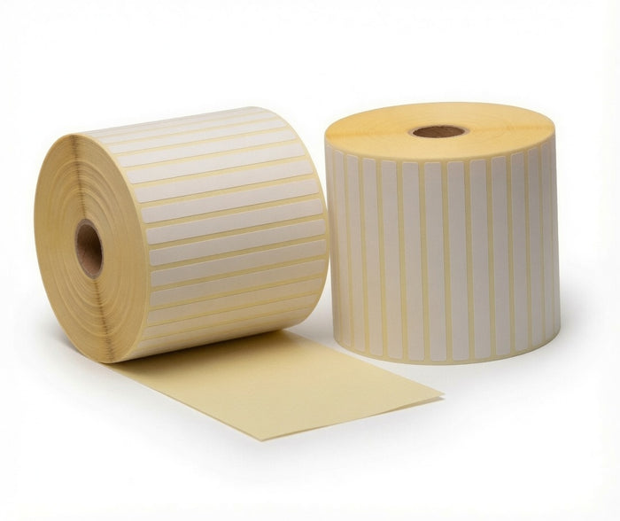Thermoetikett, 60 mm x 12 mm, 5000 Etiketten pro Rolle, Kern 25 mm, weiß, Thermo ECO, permanent