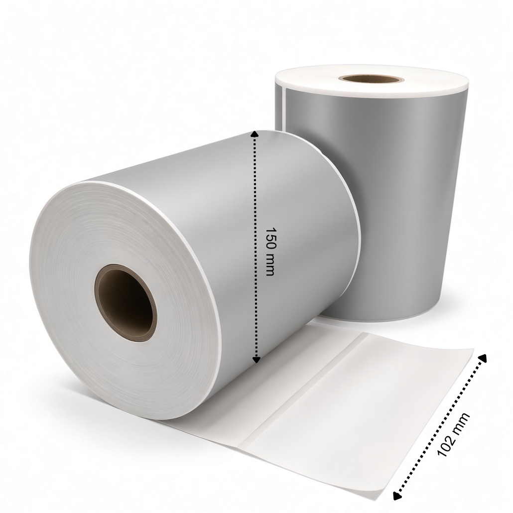 Versandetiketten Silber, 102 mm x 150 mm, 280 Etiketten pro Rolle, Kern 25 mm, Thermal ECO, permanent