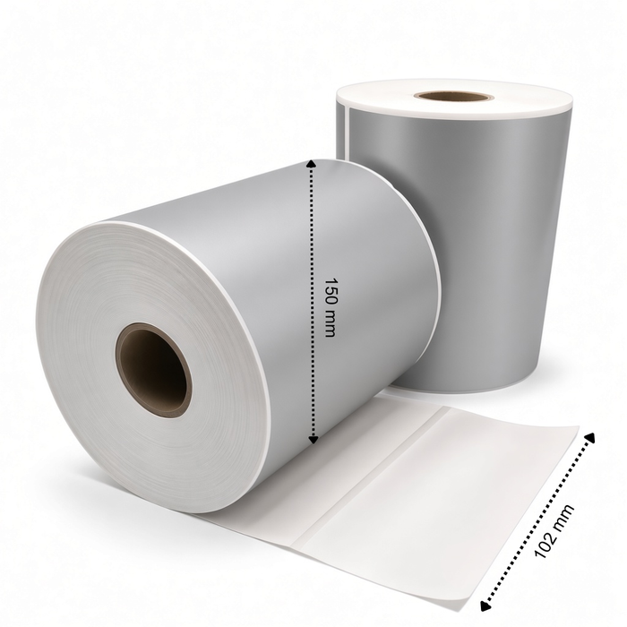 Versandetiketten Silber, 102 mm x 150 mm, 280 Etiketten pro Rolle, Kern 25 mm, Thermal ECO, permanent