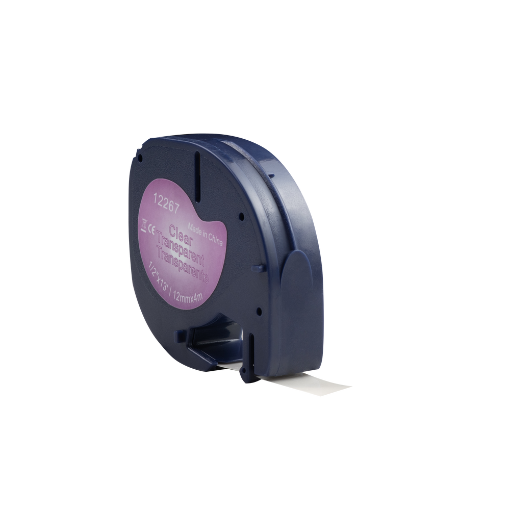 Dymo kompatibles 12267 (S0721530) Klebeband schwarz auf transparent 12 mm x 4 m