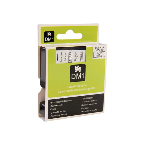 Dymo D1 kompatibles 40921 (S0720750) Klebeband weiß auf schwarz 9 mm x 7 m