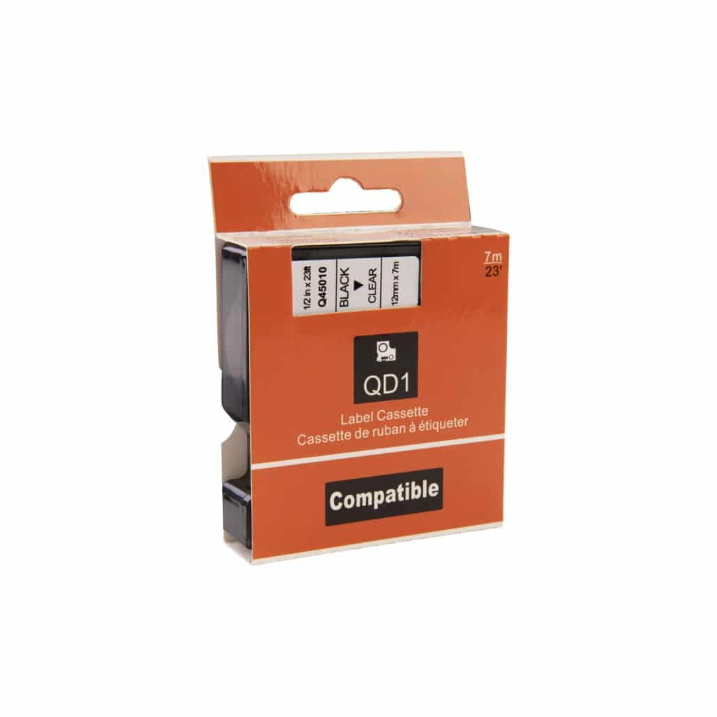 Dymo D1 kompatibles 45017 (S0720570) Klebeband schwarz auf rot 12 mm x 7 m