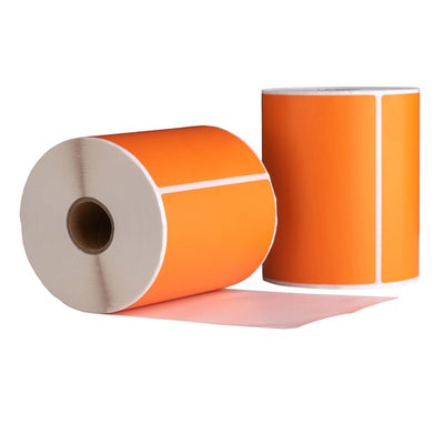 Versandetiketten orange, 102 mm x 150 mm, 280 Etiketten pro Rolle, Kern 25 mm, weiß, Thermal ECO, permanent