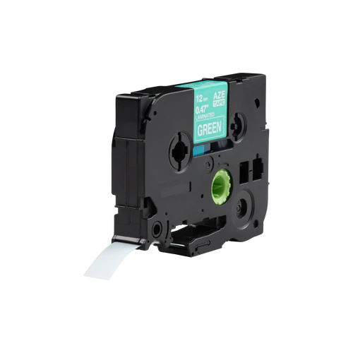 Brother-kompatibles TZE-735-Klebeband, weiß auf grün, 12 mm x 8 m 