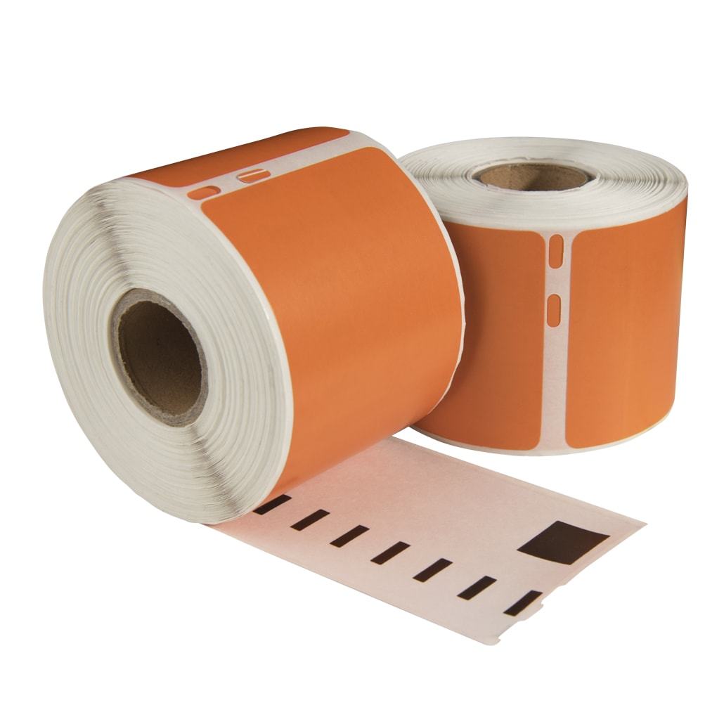 Dymo 99010 orange kompatible Etiketten, 89 mm x 28 mm, 260 Etiketten, permanent