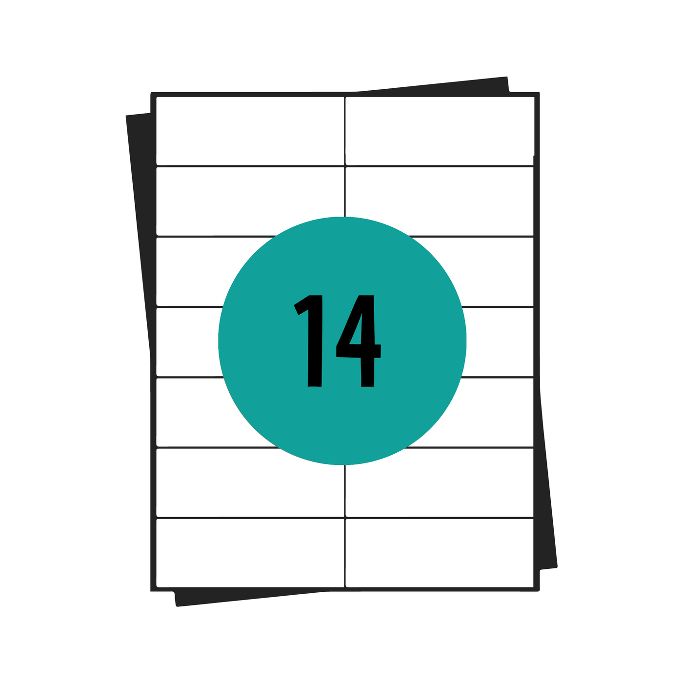 A4-Aufkleberbögen, 14 pro Blatt, 105 x 42 mm, weiß, permanent