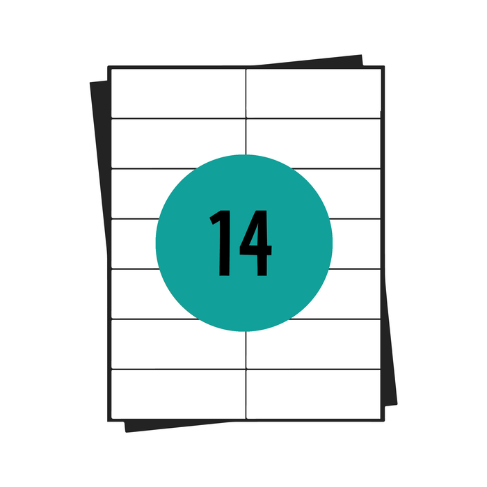 A4-Aufkleberbögen, 14 pro Blatt, 105 x 42 mm, weiß, permanent